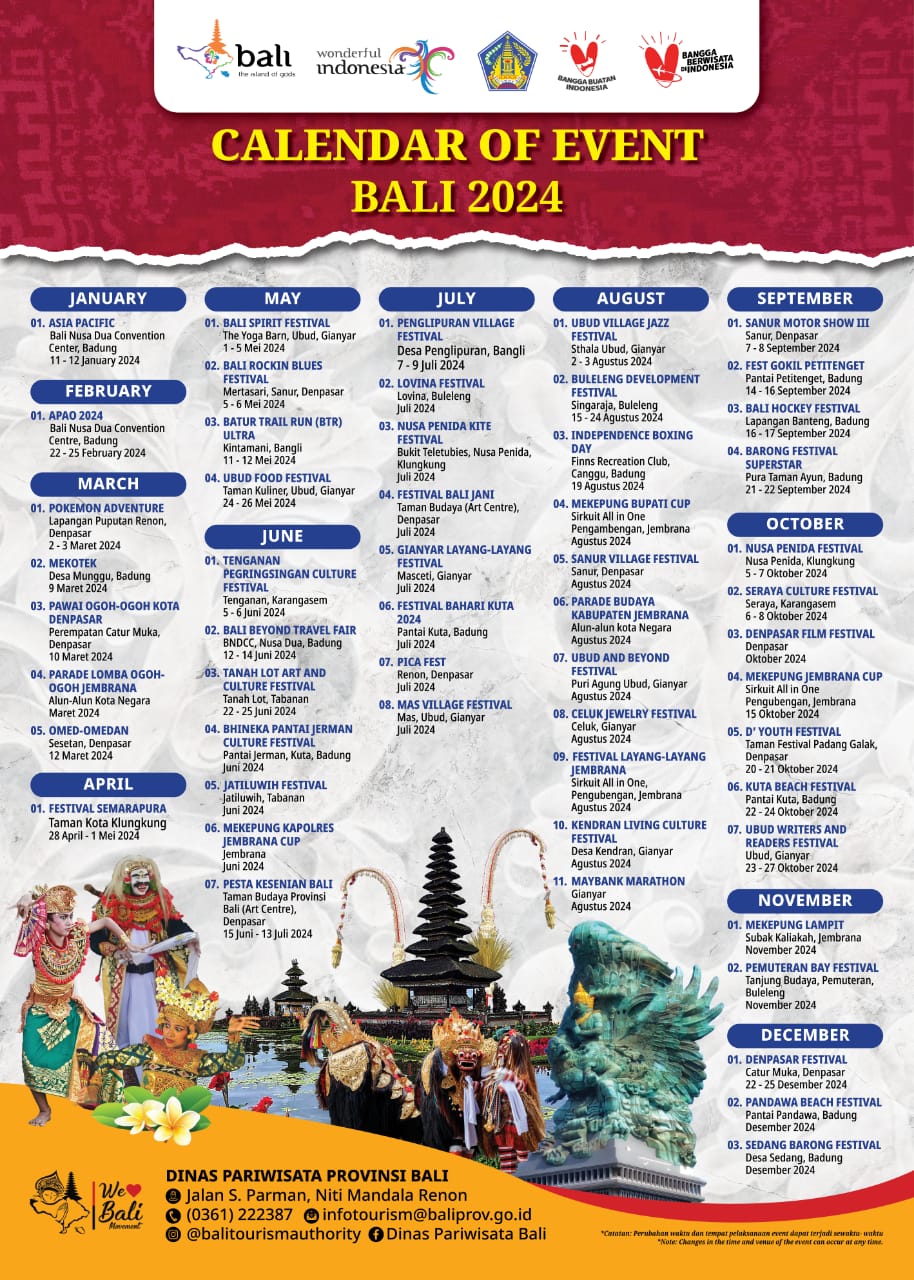Bali Calendar of Events 2024 Dongkrak Kunjungan Wisatawan www